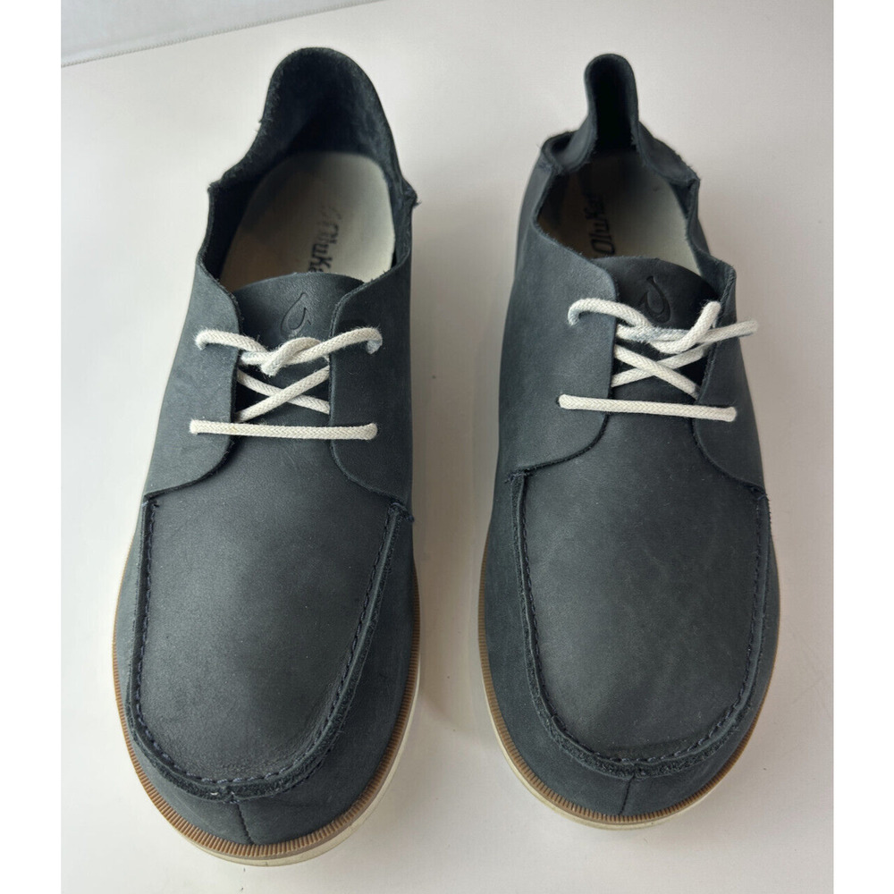 Olukai Holokai Leather Comfort Casual Shoes Carbon Gray Loafer Men's Size 9.5 - Picture 15 of 16